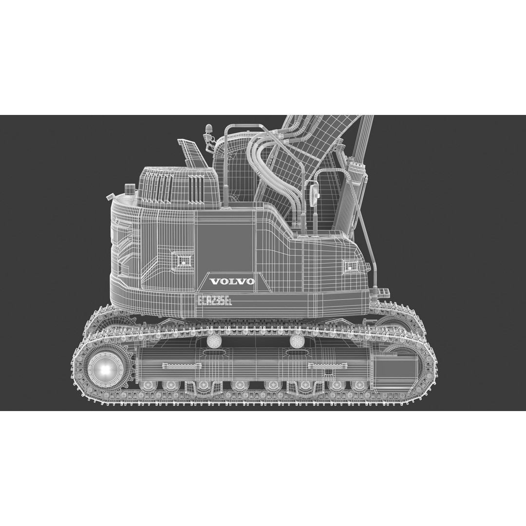 Volvo ECR 235 EL Excavator 3D Model – High Poly Rigged Asset, FBX, OBJ - View 38