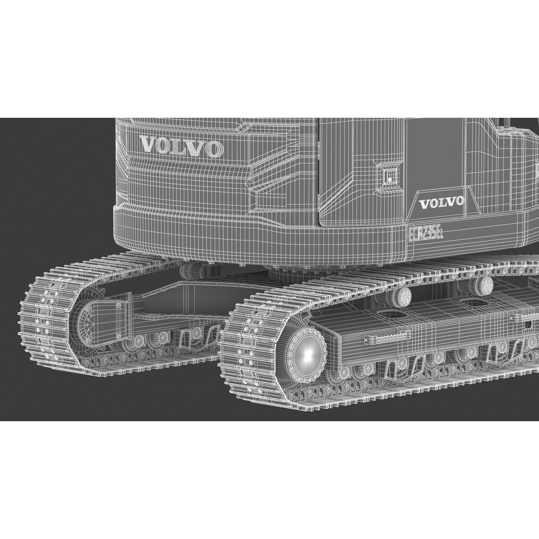 Volvo ECR 235 EL Excavator 3D Model – High Poly Rigged Asset, FBX, OBJ - View 39