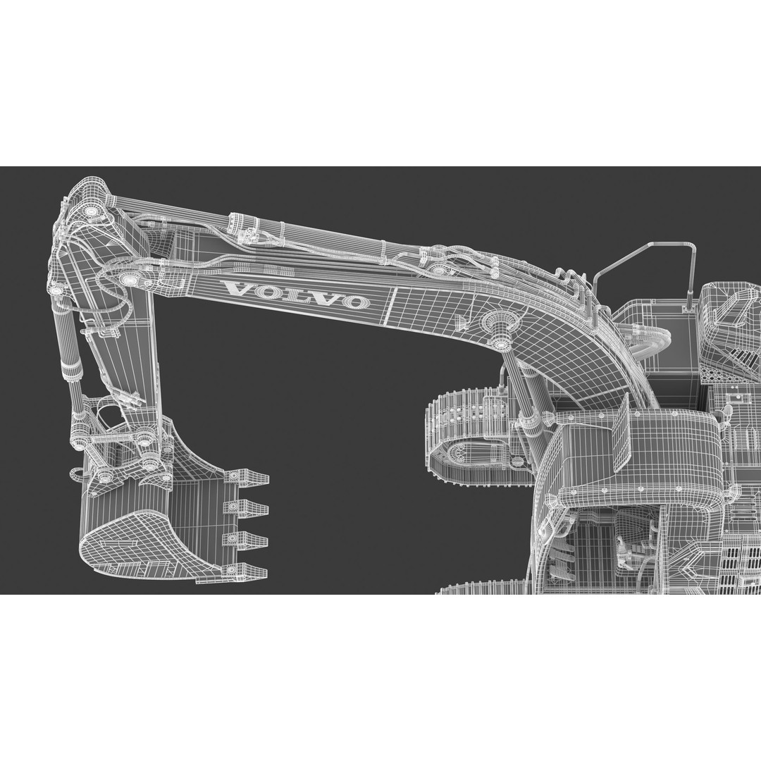 Volvo ECR 235 EL Excavator 3D Model – High Poly Rigged Asset, FBX, OBJ - View 42