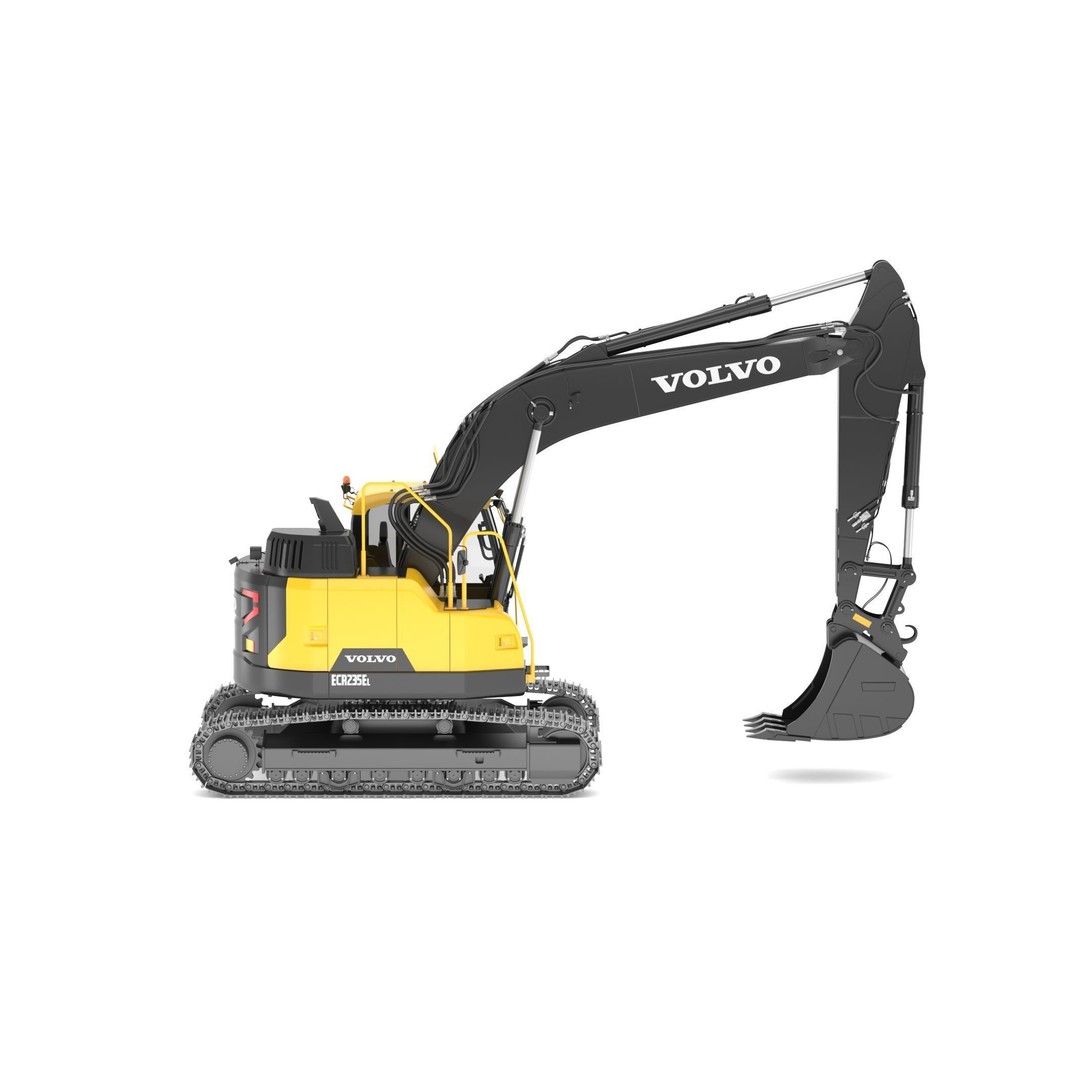 Volvo ECR 235 EL Excavator 3D Model – High Poly Rigged Asset, FBX, OBJ - View 6