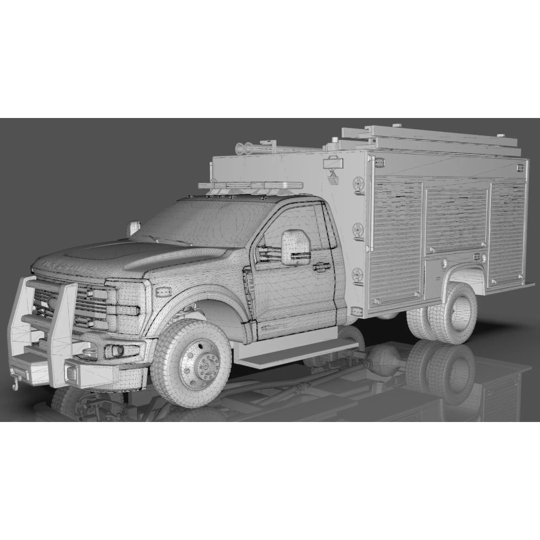 2024 F-600 Fire Truck 3D Model – High Poly Game Asset, FBX, PBR - View 22