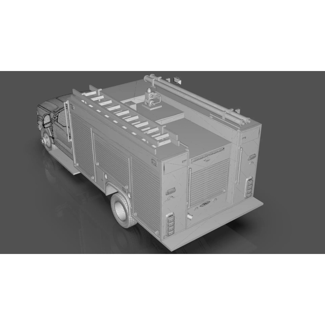2024 F-600 Fire Truck 3D Model – High Poly Game Asset, FBX, PBR - View 24