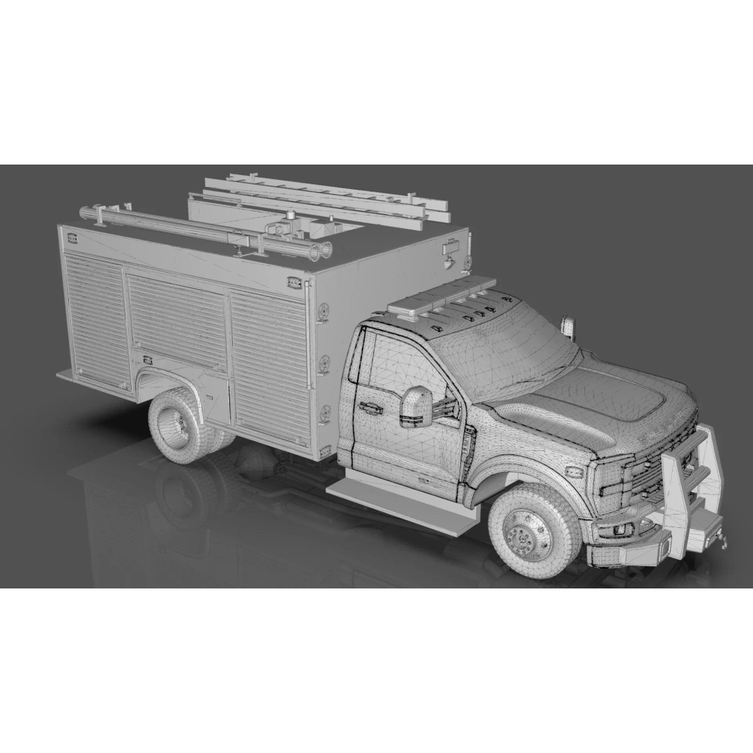 2024 F-600 Fire Truck 3D Model – High Poly Game Asset, FBX, PBR - View 35