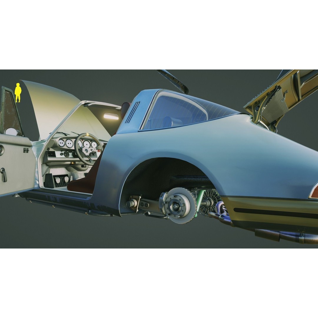 Porsche 911 Targa 3D Model – Low Poly Outlaw Design, Game Ready - View 11