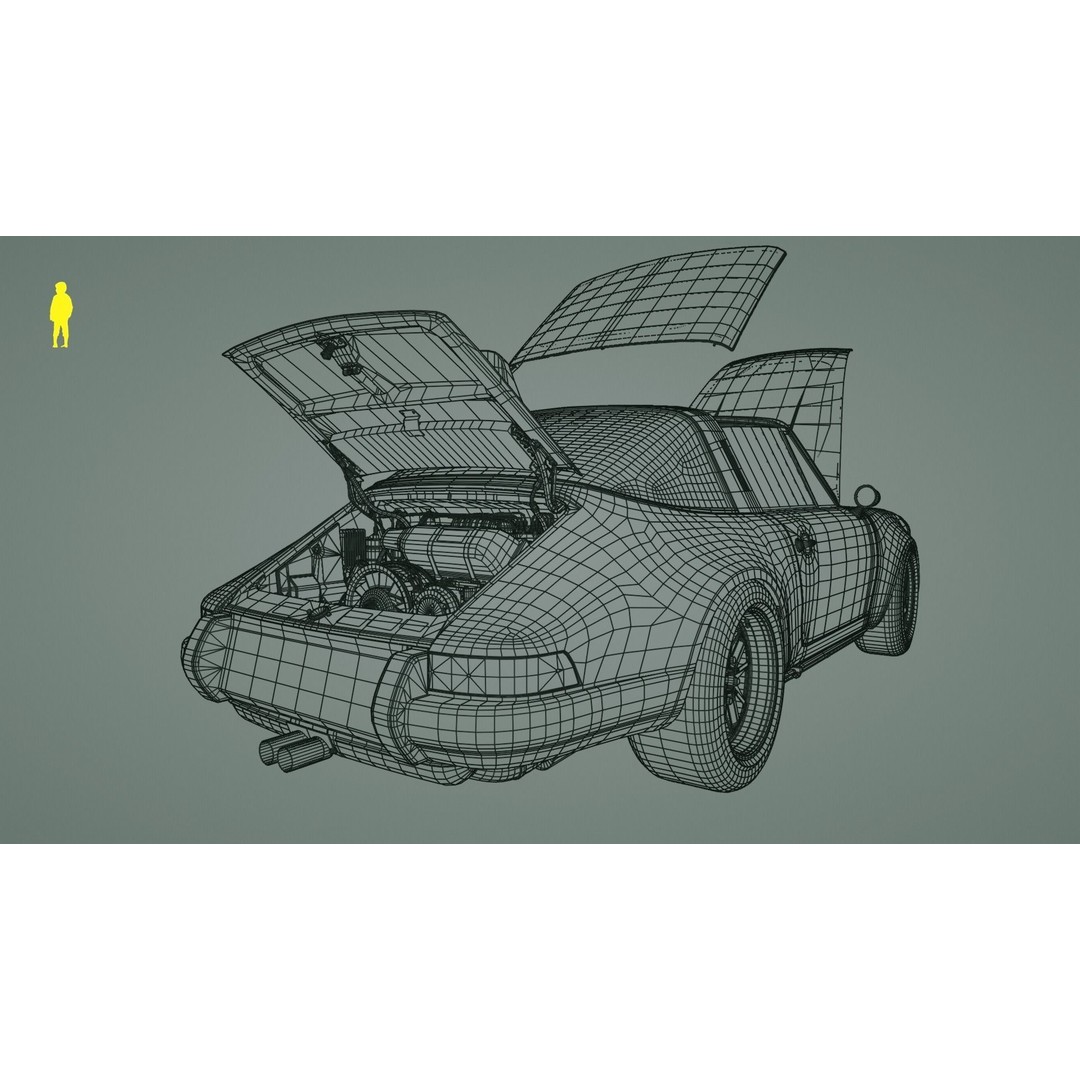 Porsche 911 Targa 3D Model – Low Poly Outlaw Design, Game Ready - View 12