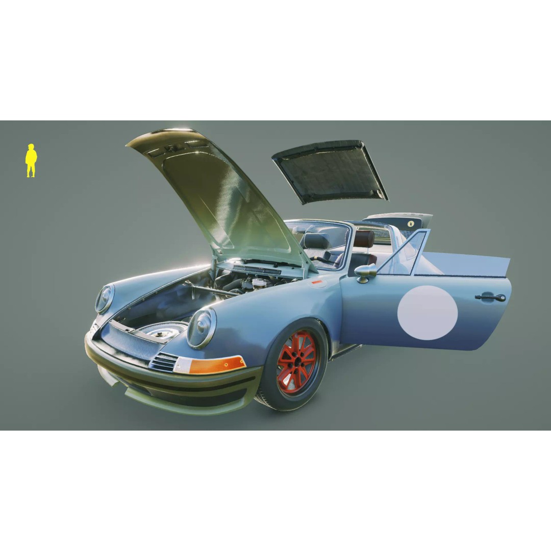 Porsche 911 Targa 3D Model – Low Poly Outlaw Design, Game Ready - View 2