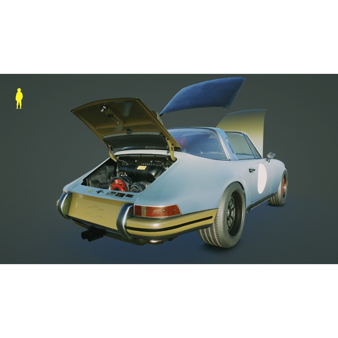Porsche 911 Targa 3D Model – Low Poly Outlaw Design, Game Ready - View 3