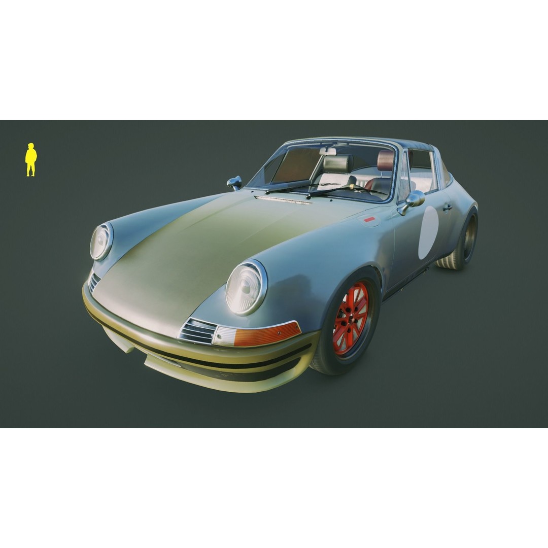Porsche 911 Targa 3D Model – Low Poly Outlaw Design, Game Ready - View 4
