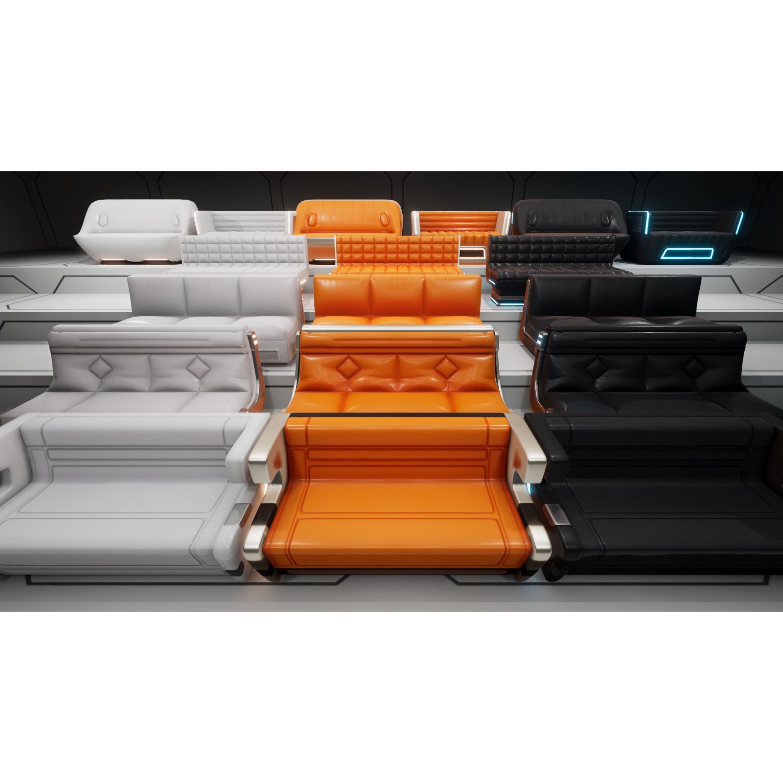 Sci-Fi Furniture and Props - Low-Poly Game-Ready 3D Model - View 11