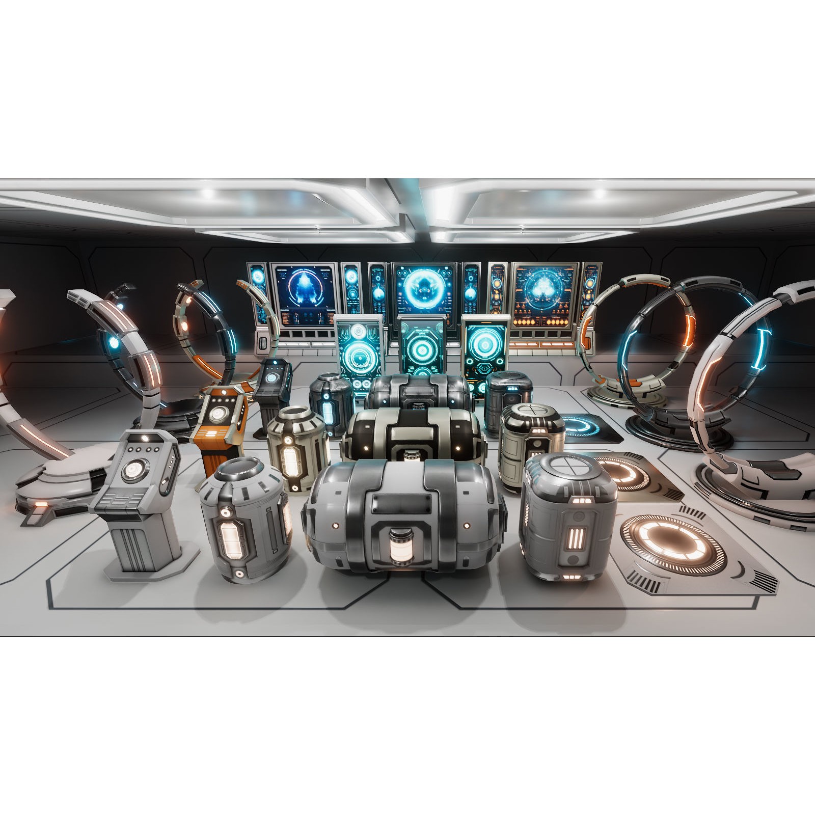 Sci-Fi Furniture and Props - Low-Poly Game-Ready 3D Model - View 12