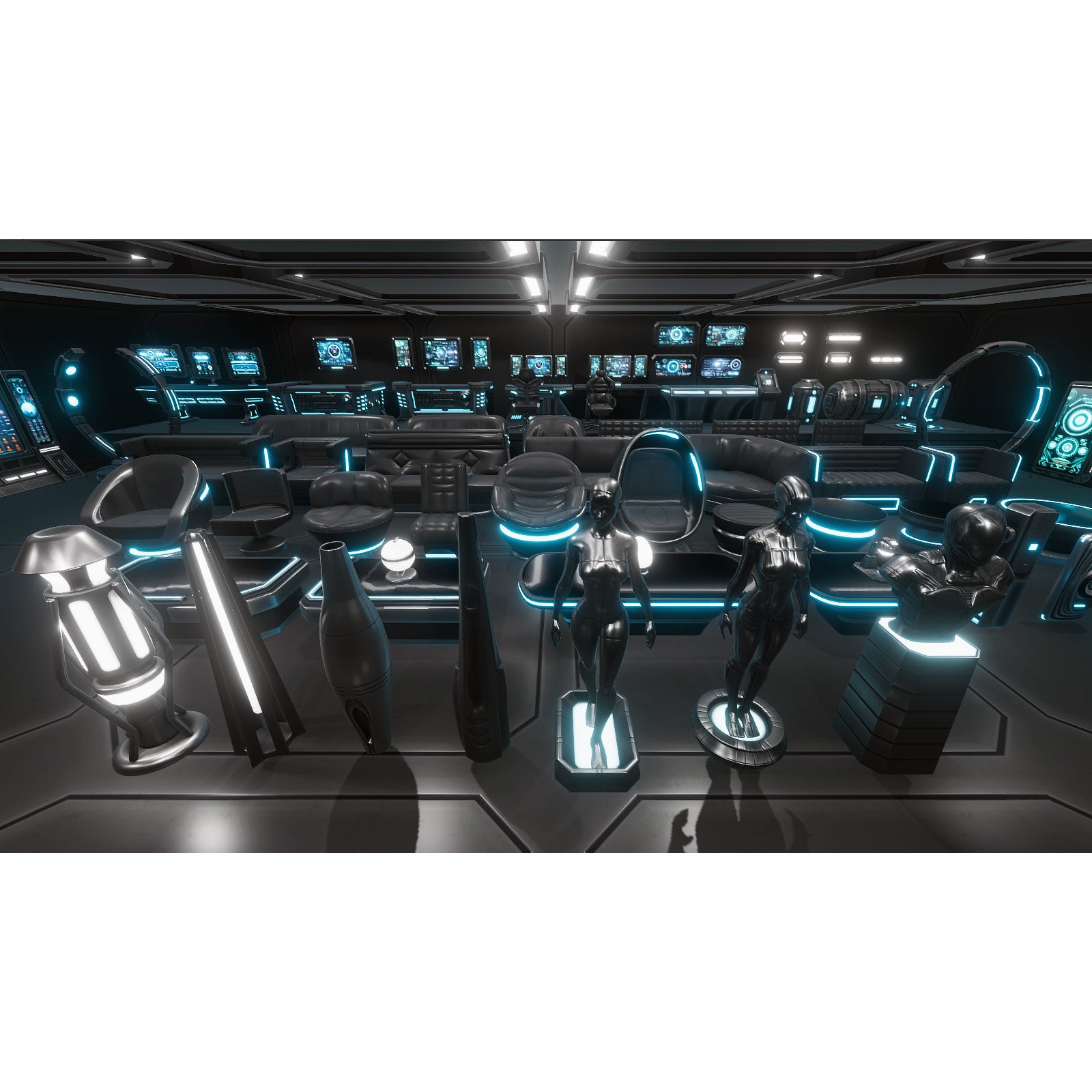 Sci-Fi Furniture and Props - Low-Poly Game-Ready 3D Model - View 4