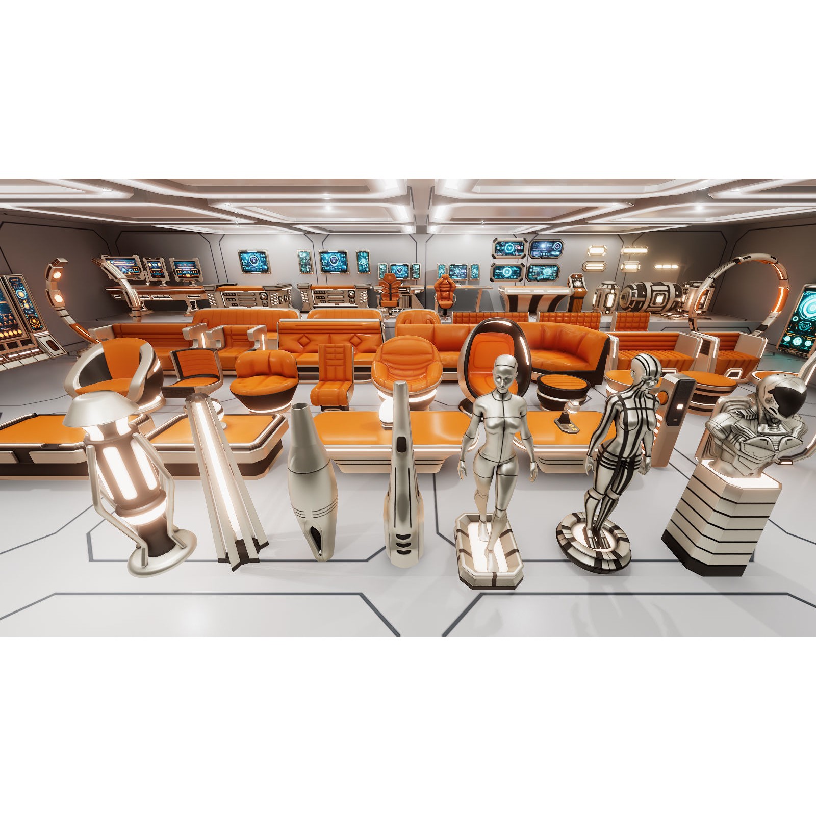 Sci-Fi Furniture and Props - Low-Poly Game-Ready 3D Model - View 5