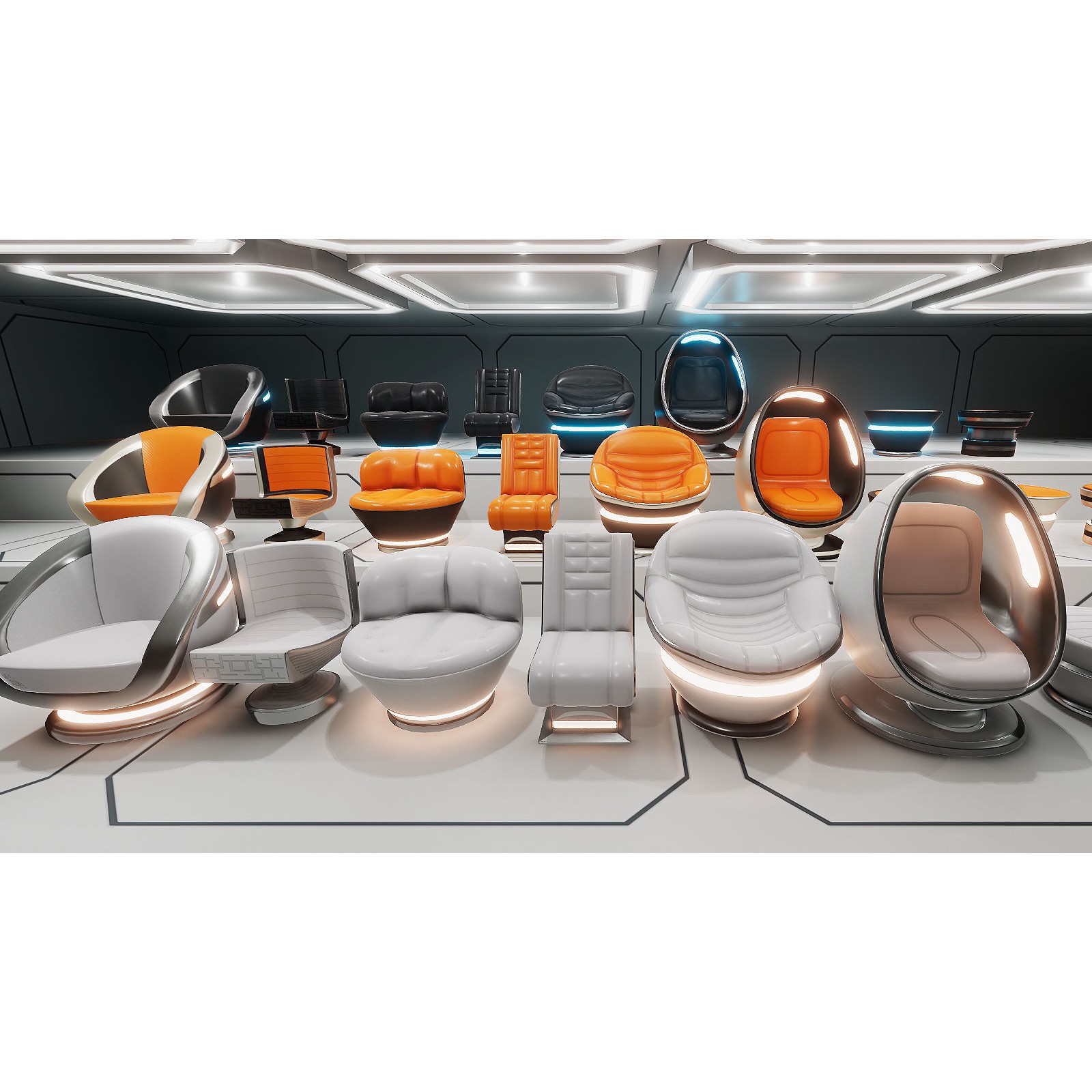 Sci-Fi Furniture and Props - Low-Poly Game-Ready 3D Model - View 9