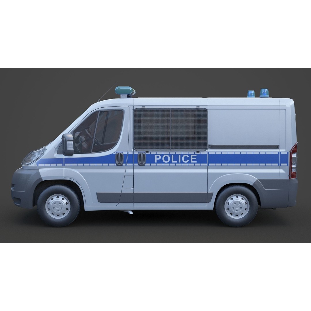 Police Van 3D Model – Detailed Vehicle for Animation, FBX & OBJ - View 10