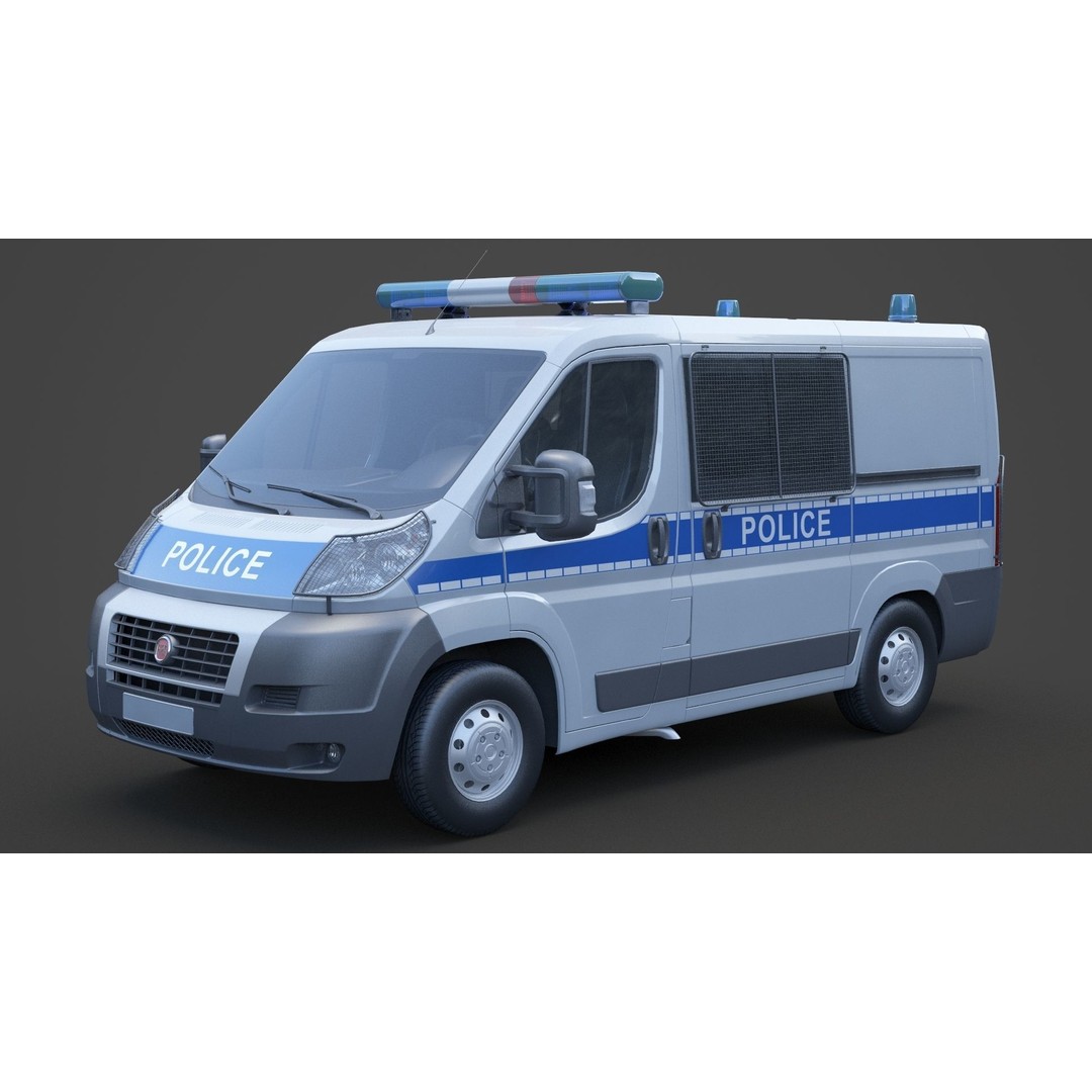 Police Van 3D Model – Detailed Vehicle for Animation, FBX & OBJ - View 11