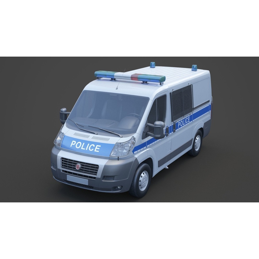 Police Van 3D Model – Detailed Vehicle for Animation, FBX & OBJ - View 12