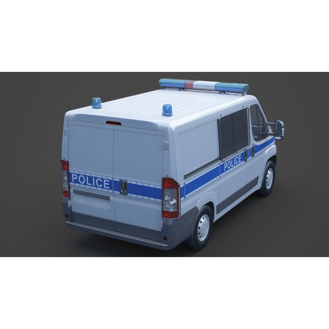 Police Van 3D Model – Detailed Vehicle for Animation, FBX & OBJ - View 13