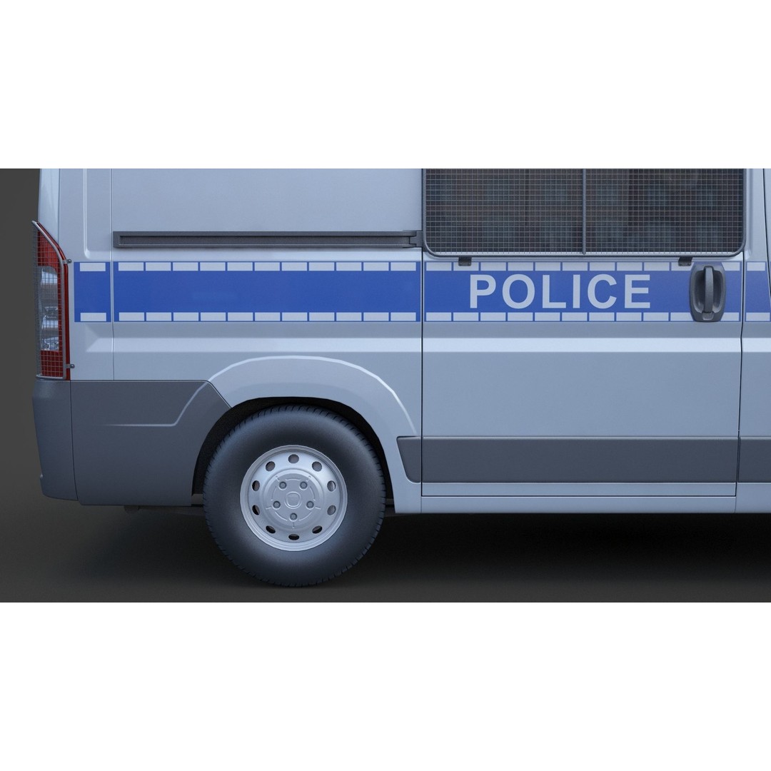 Police Van 3D Model – Detailed Vehicle for Animation, FBX & OBJ - View 14