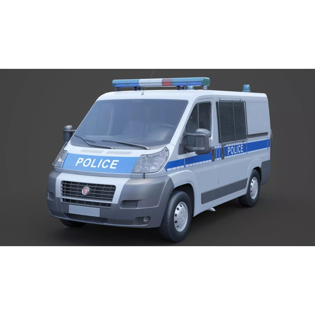 Police Van 3D Model – Detailed Vehicle for Animation, FBX & OBJ - View 2