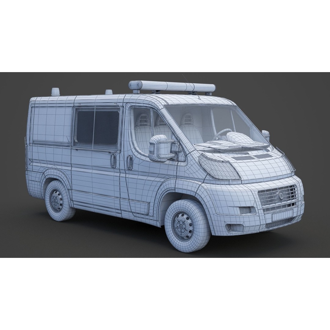 Police Van 3D Model – Detailed Vehicle for Animation, FBX & OBJ - View 20