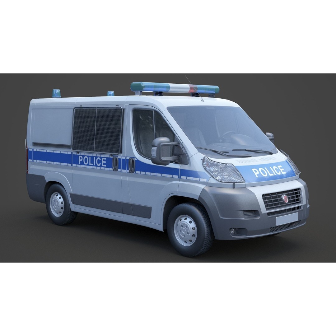 Police Van 3D Model – Detailed Vehicle for Animation, FBX & OBJ - View 4