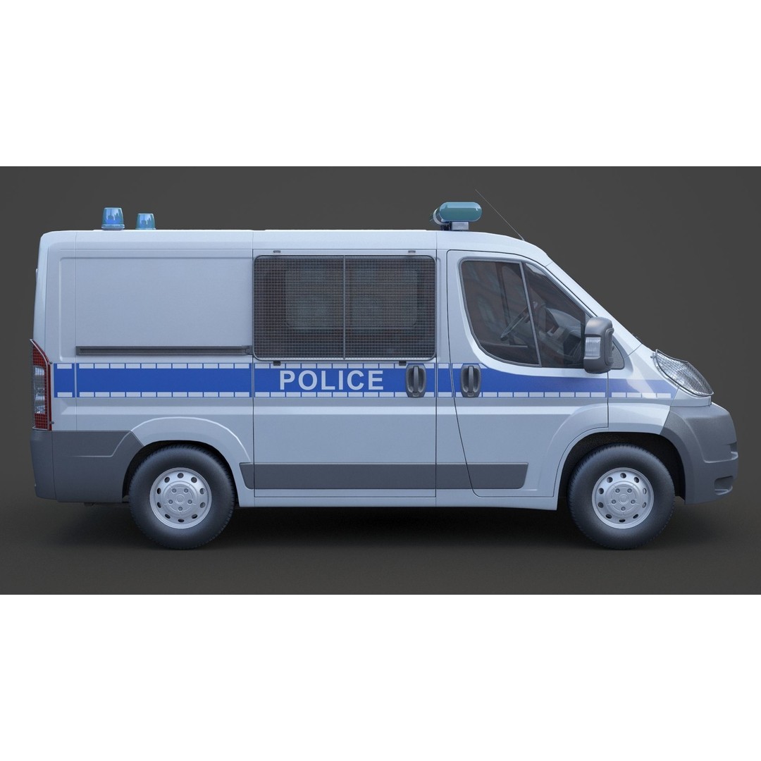 Police Van 3D Model – Detailed Vehicle for Animation, FBX & OBJ - View 5