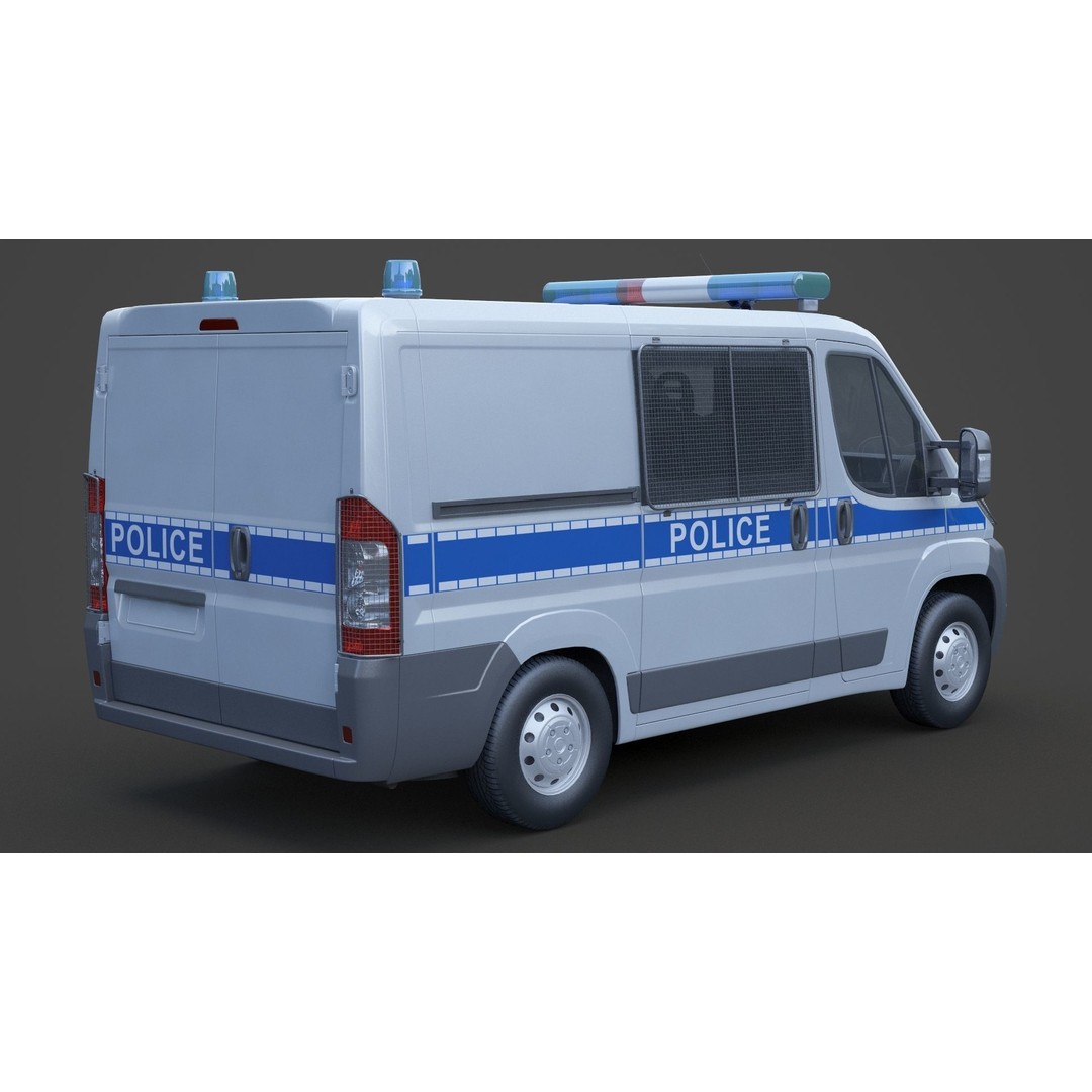 Police Van 3D Model – Detailed Vehicle for Animation, FBX & OBJ - View 6