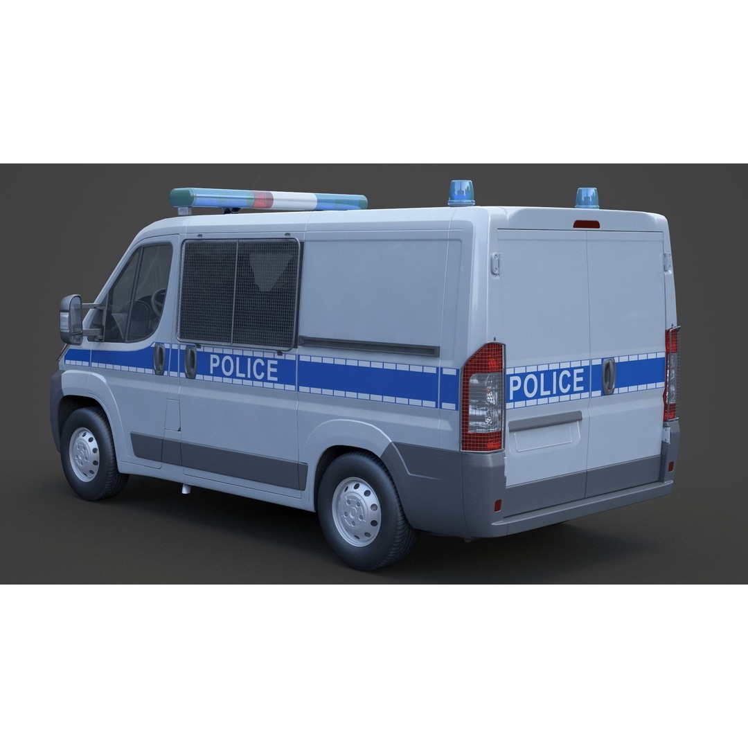 Police Van 3D Model – Detailed Vehicle for Animation, FBX & OBJ - View 9