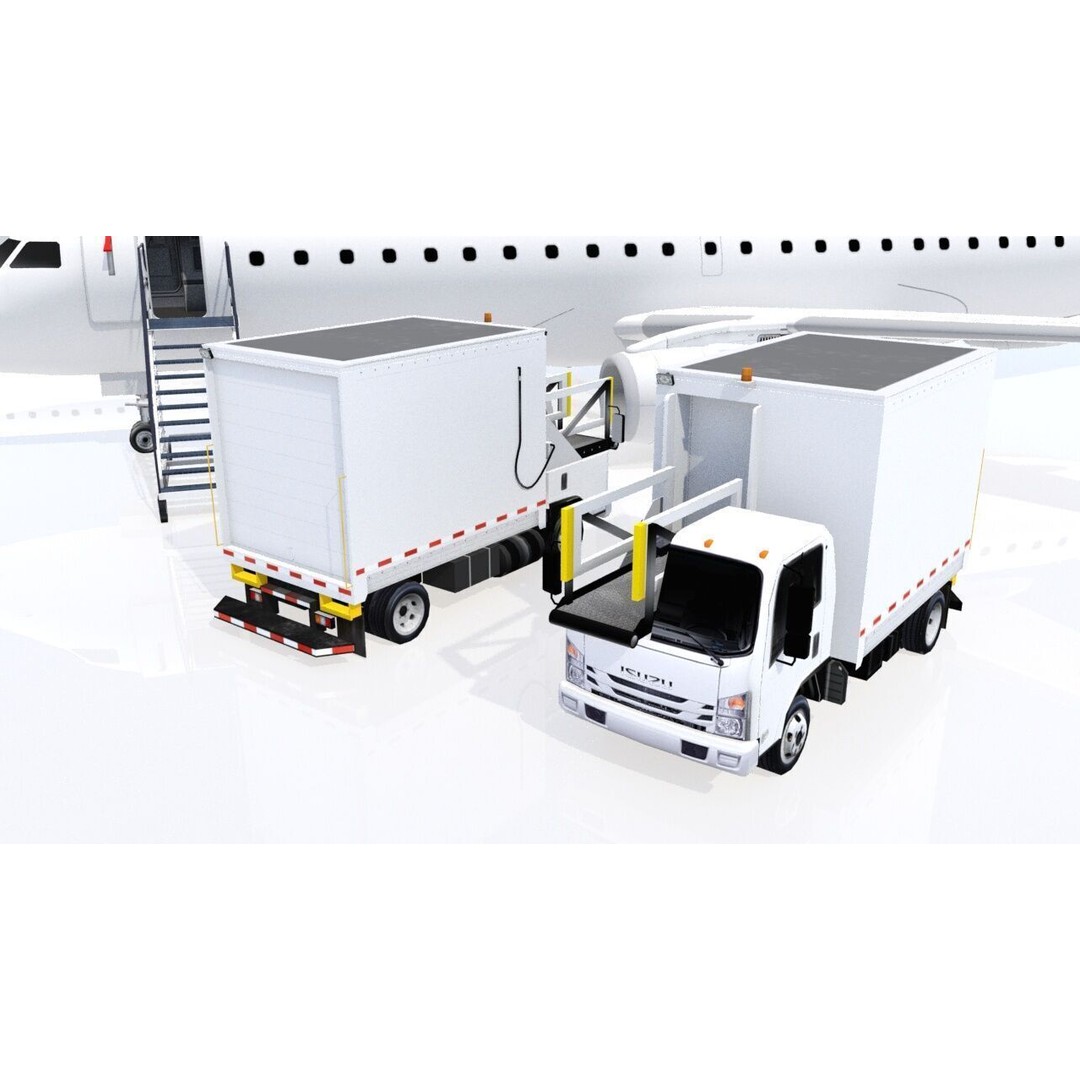 Catering Truck 3D Model – Low Poly Game Asset, Blank Texture