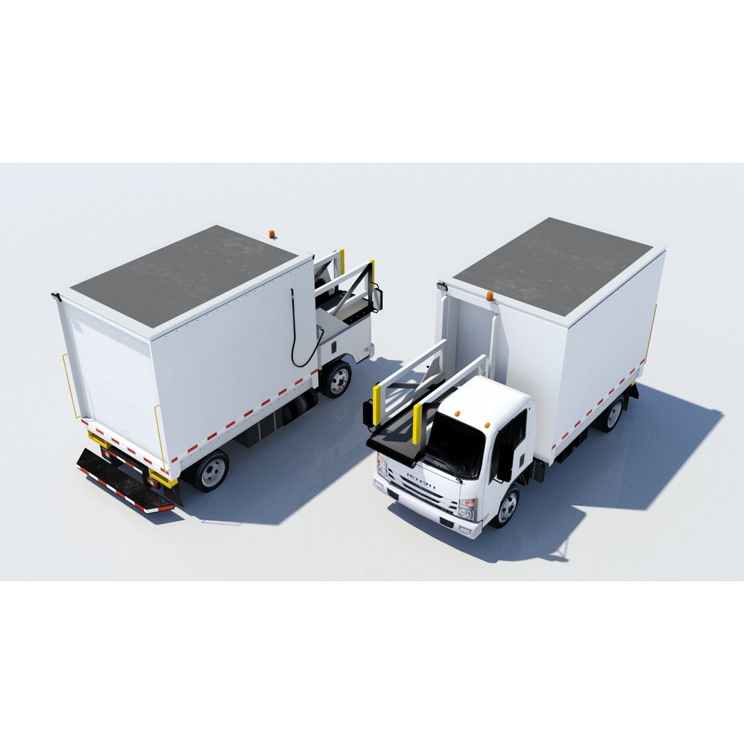 Catering Truck 3D Model – Low Poly Game Asset, Blank Texture - View 11