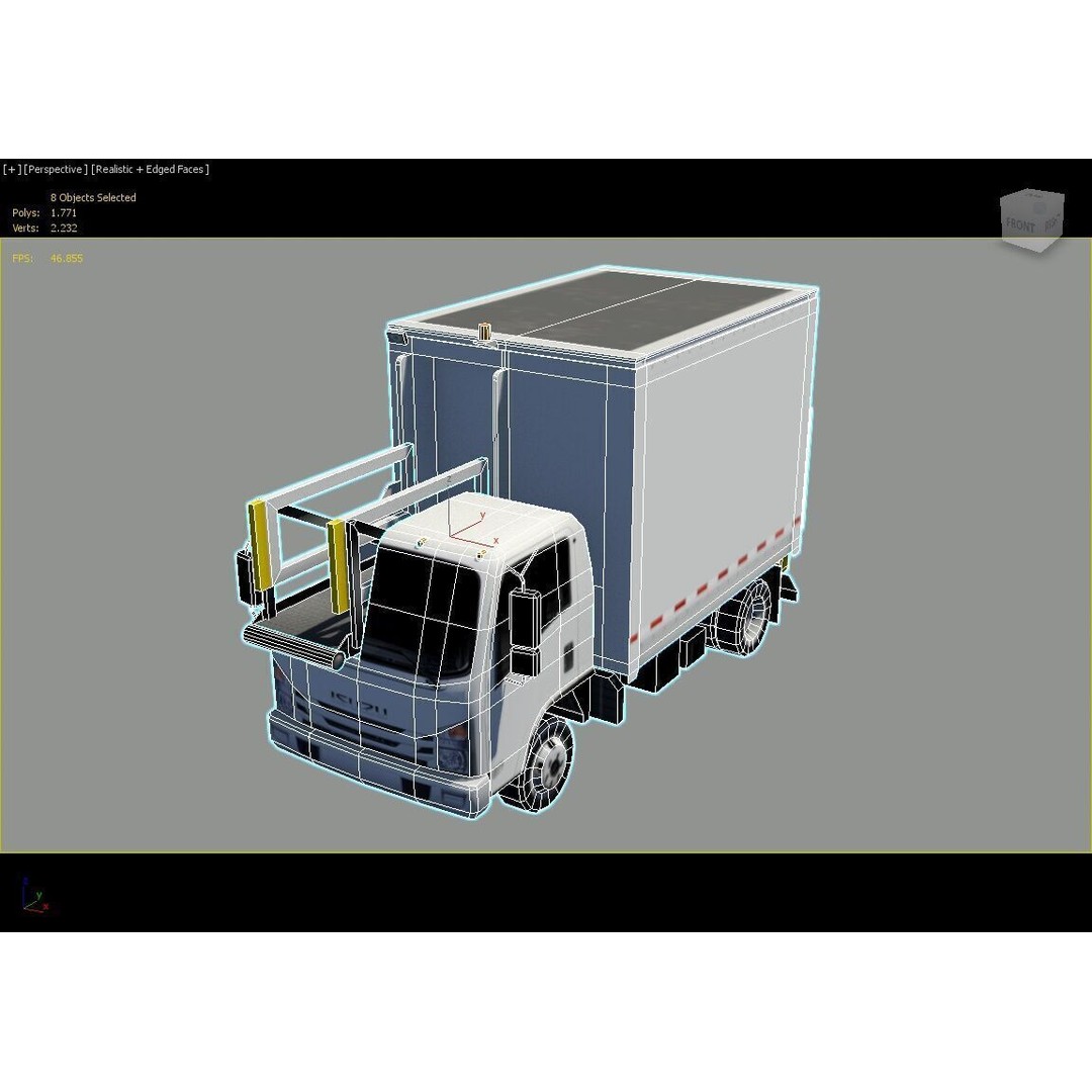 Catering Truck 3D Model – Low Poly Game Asset, Blank Texture - View 12