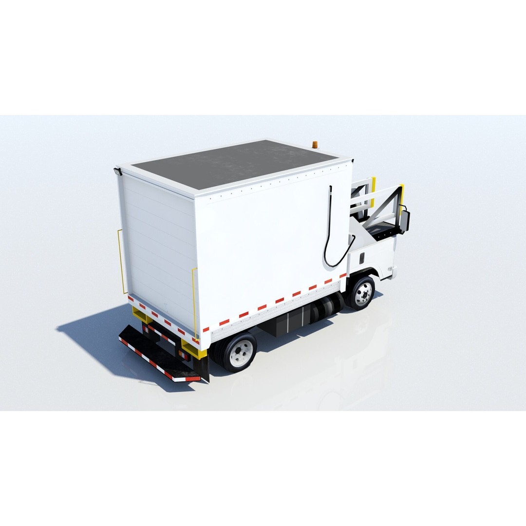 Catering Truck 3D Model – Low Poly Game Asset, Blank Texture - View 6
