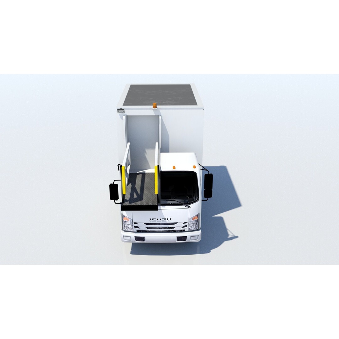 Catering Truck 3D Model – Low Poly Game Asset, Blank Texture - View 9