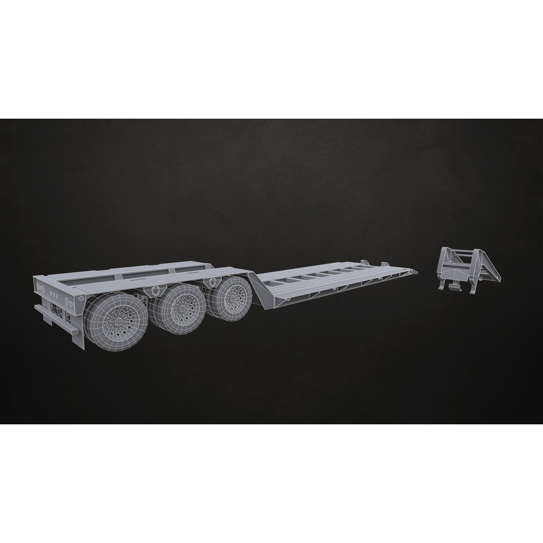 Flat Top Semi Truck 3D Model – Low Poly Game Asset, FBX, PBR Textures