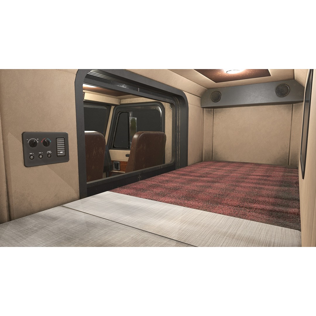 Flat Top Semi Truck 3D Model – Low Poly Game Asset, FBX, PBR Textures - View 12