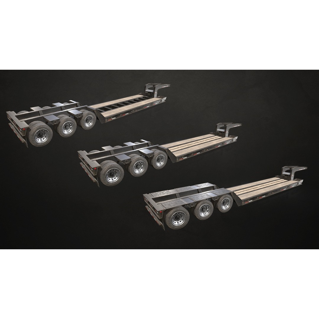 Flat Top Semi Truck 3D Model – Low Poly Game Asset, FBX, PBR Textures - View 17