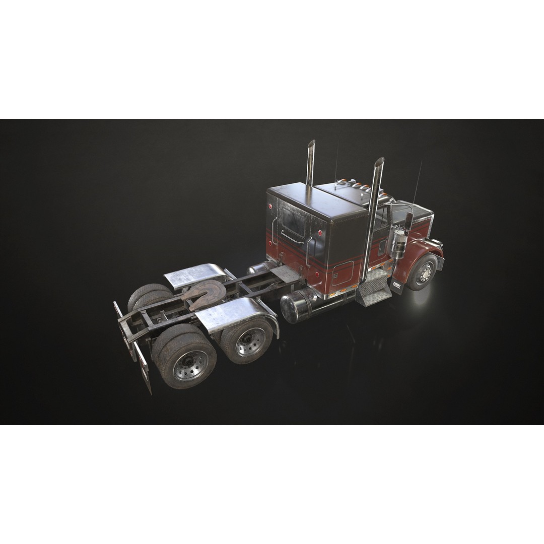 Flat Top Semi Truck 3D Model – Low Poly Game Asset, FBX, PBR Textures - View 7