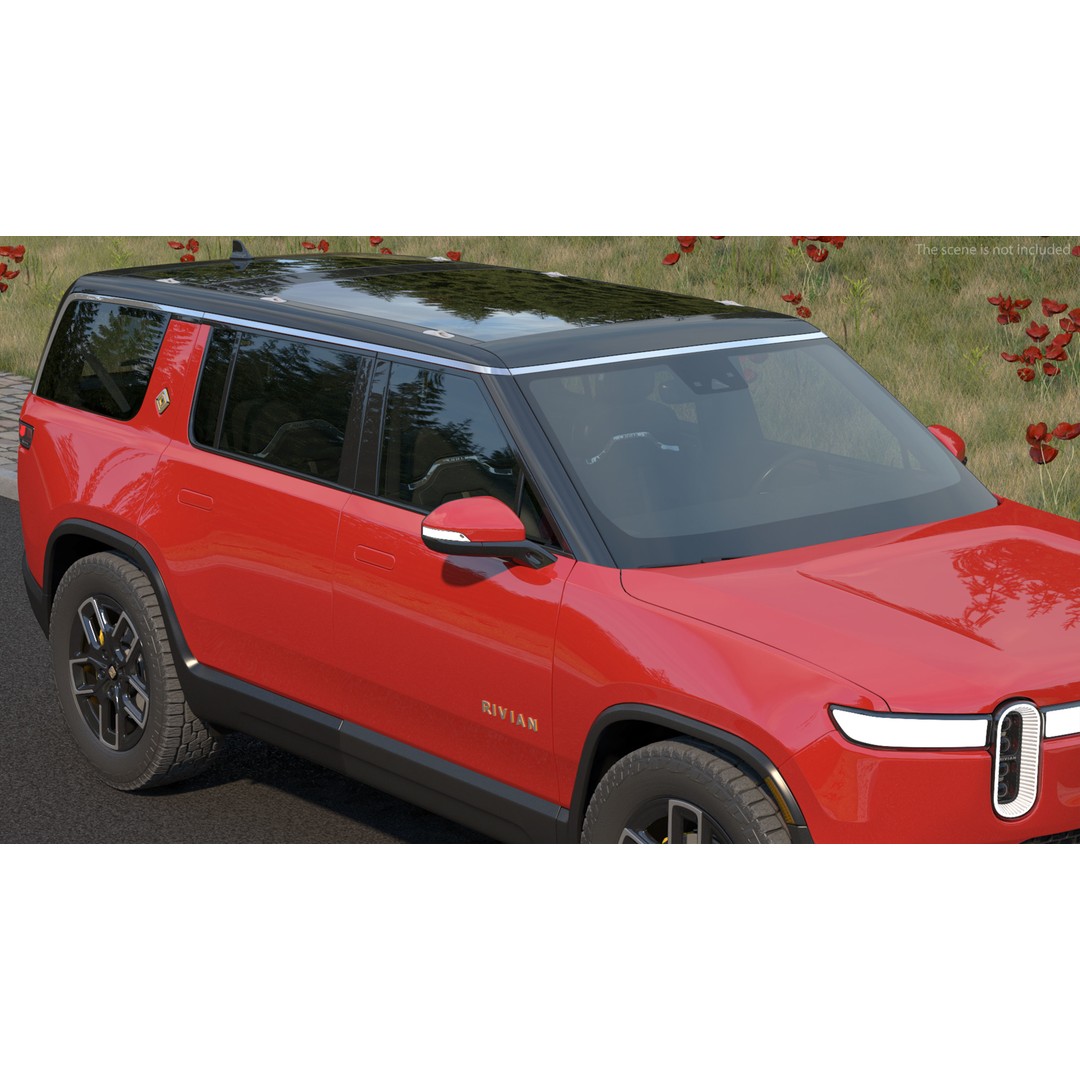 2023 Rivian R1S Quad Motor Red 3D Model – High Poly PBR SUV, FBX, OBJ - View 10