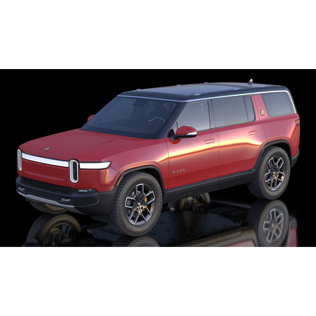 2023 Rivian R1S Quad Motor Red 3D Model – High Poly PBR SUV, FBX, OBJ - View 23