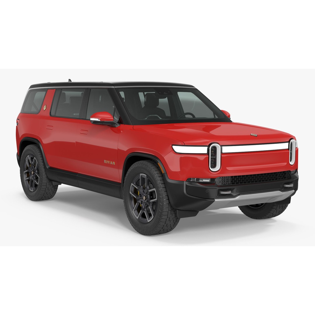 2023 Rivian R1S Quad Motor Red 3D Model – High Poly PBR SUV, FBX, OBJ - View 24