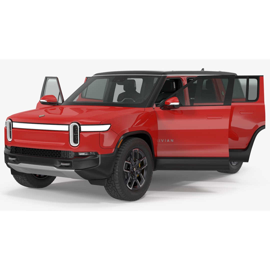 2023 Rivian R1S Quad Motor Red 3D Model – High Poly PBR SUV, FBX, OBJ - View 25