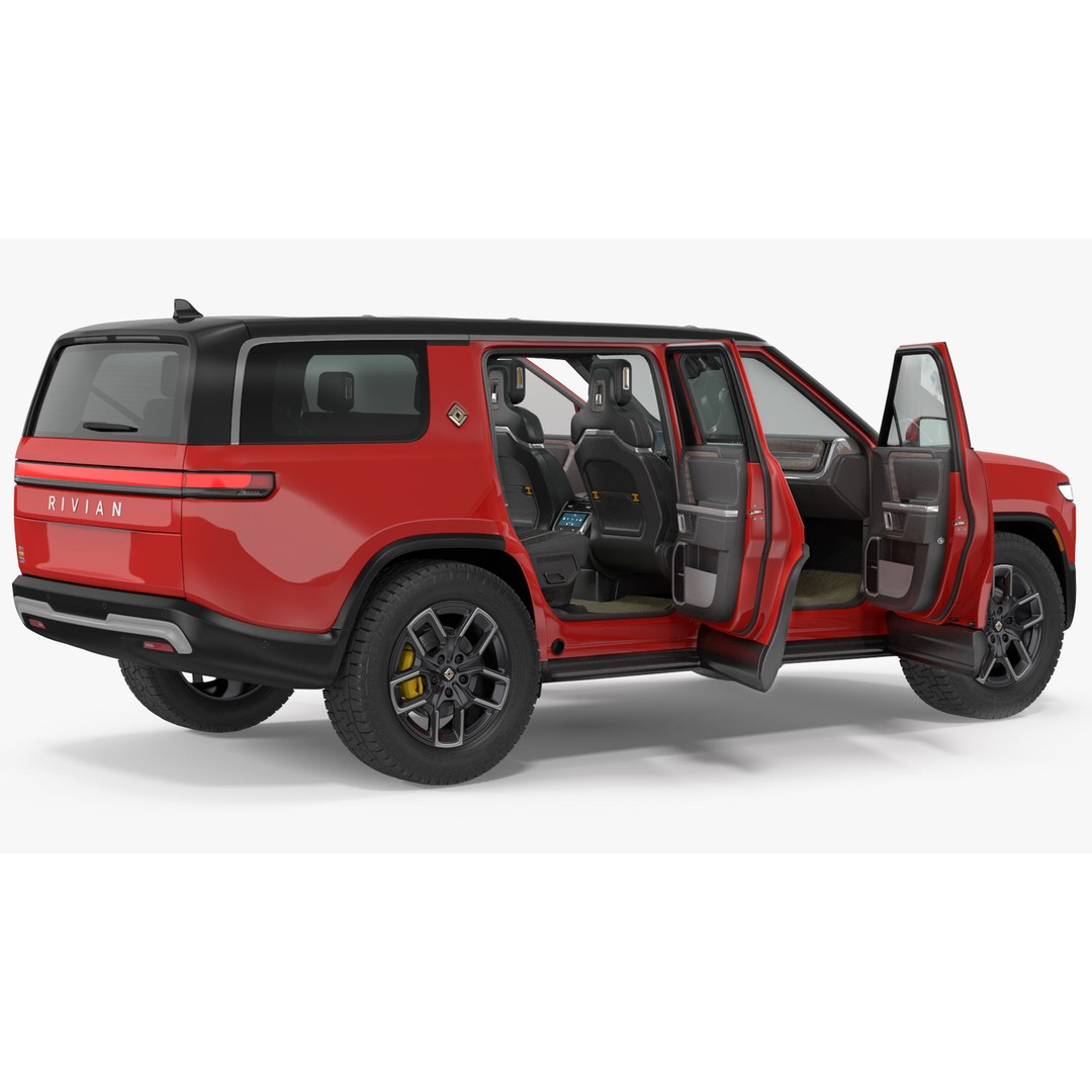 2023 Rivian R1S Quad Motor Red 3D Model – High Poly PBR SUV, FBX, OBJ - View 27