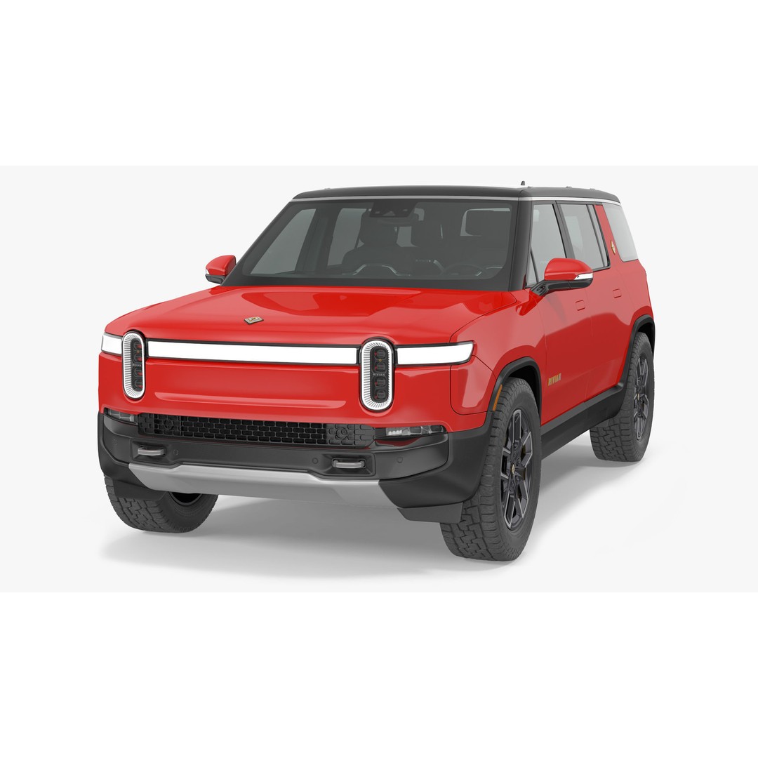 2023 Rivian R1S Quad Motor Red 3D Model – High Poly PBR SUV, FBX, OBJ - View 3