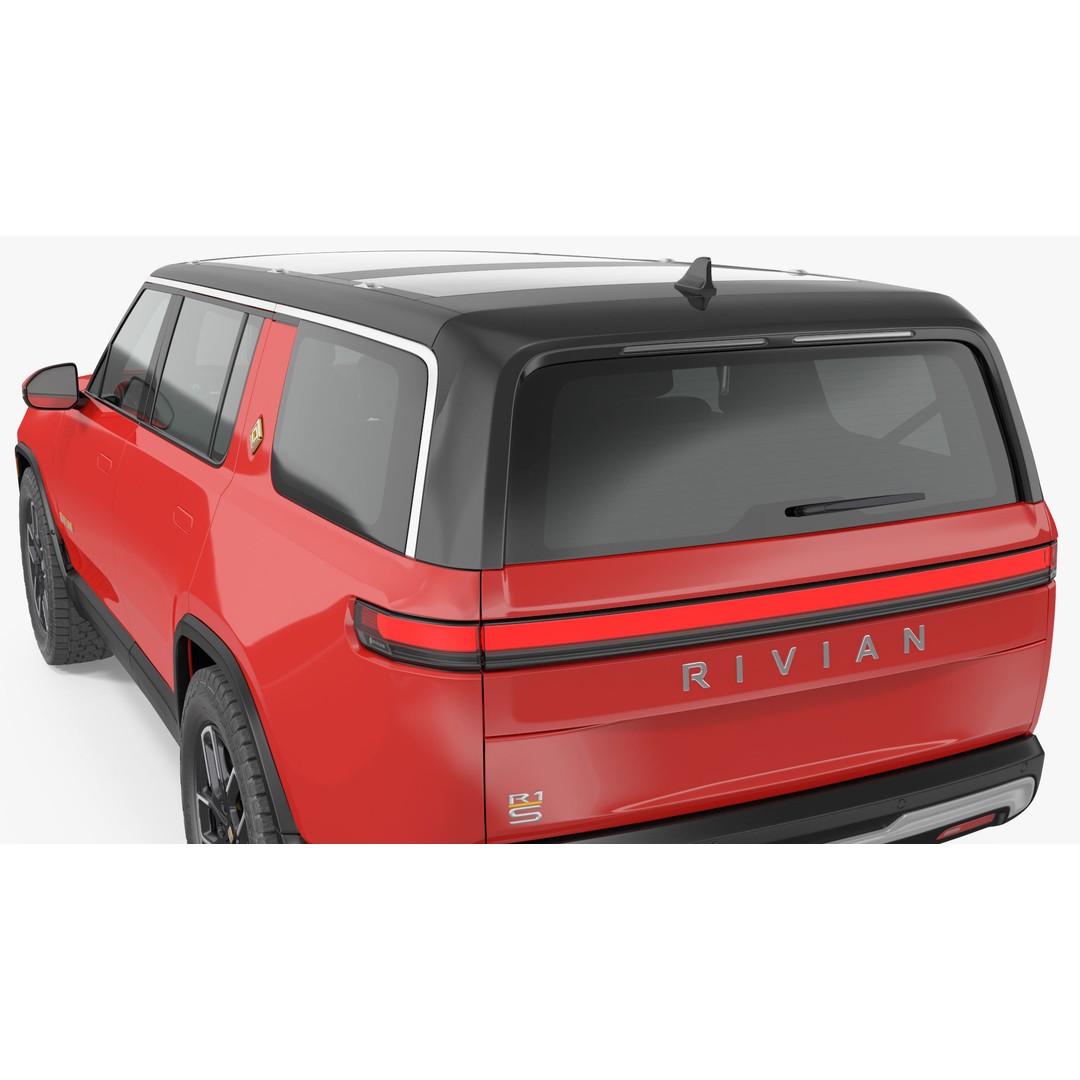 2023 Rivian R1S Quad Motor Red 3D Model – High Poly PBR SUV, FBX, OBJ - View 34
