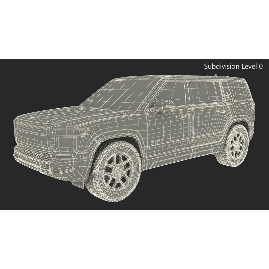2023 Rivian R1S Quad Motor Red 3D Model – High Poly PBR SUV, FBX, OBJ - View 40