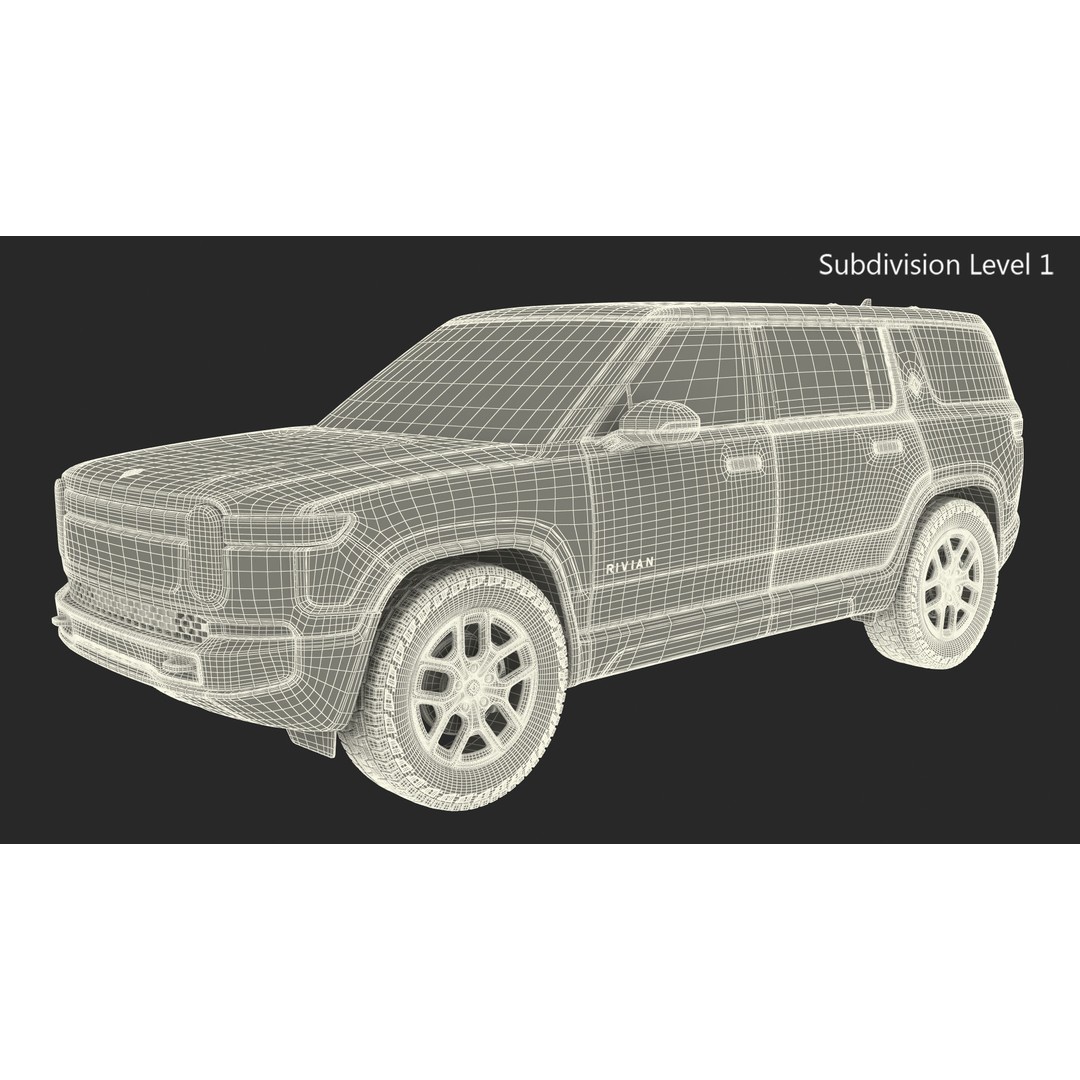 2023 Rivian R1S Quad Motor Red 3D Model – High Poly PBR SUV, FBX, OBJ - View 41