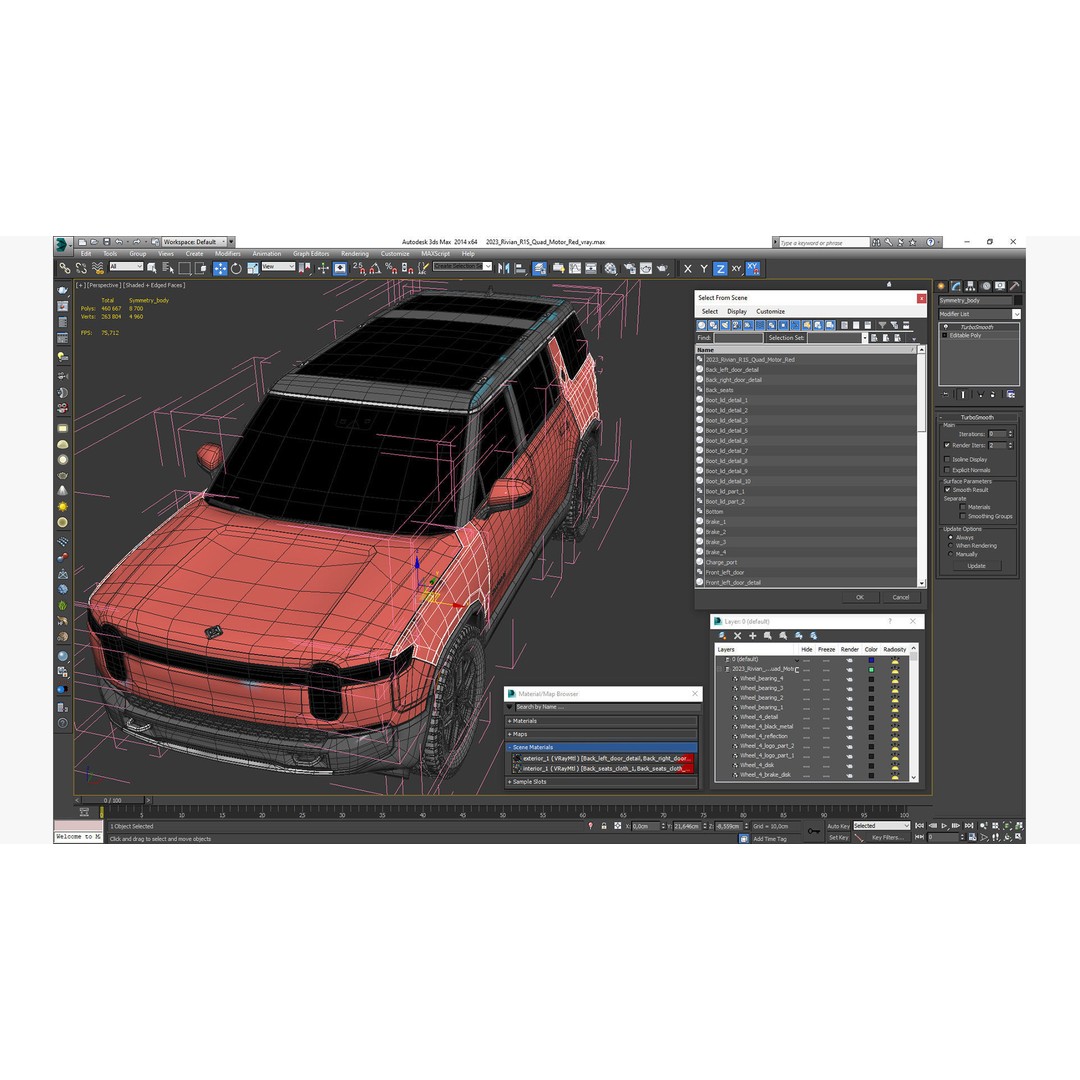 2023 Rivian R1S Quad Motor Red 3D Model – High Poly PBR SUV, FBX, OBJ - View 44