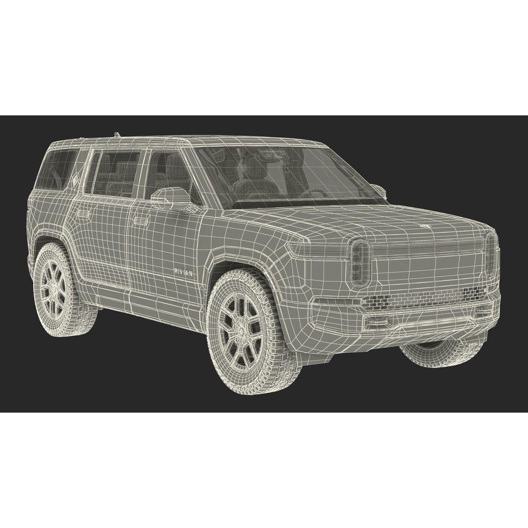 2023 Rivian R1S Quad Motor Red 3D Model – High Poly PBR SUV, FBX, OBJ - View 45