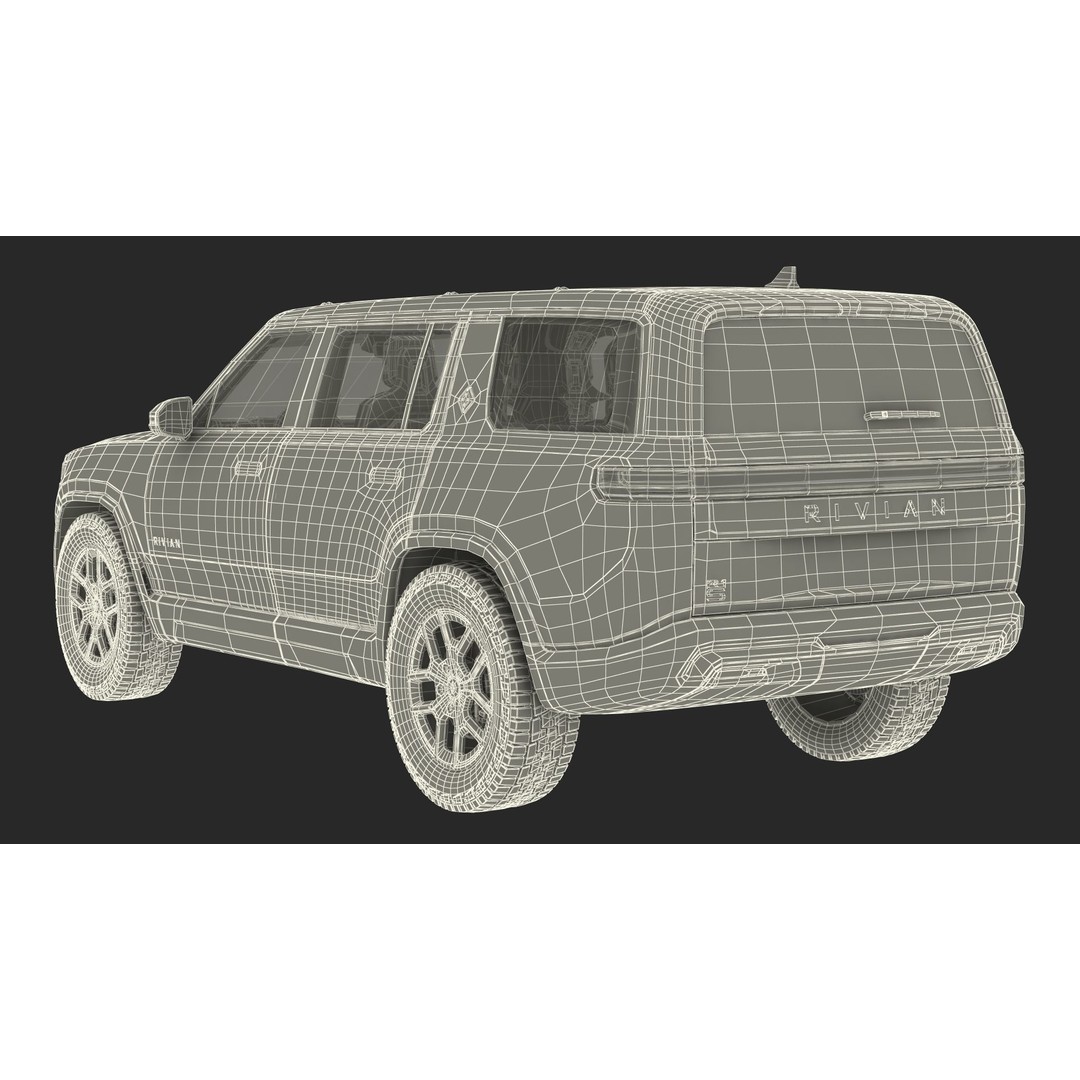 2023 Rivian R1S Quad Motor Red 3D Model – High Poly PBR SUV, FBX, OBJ - View 46