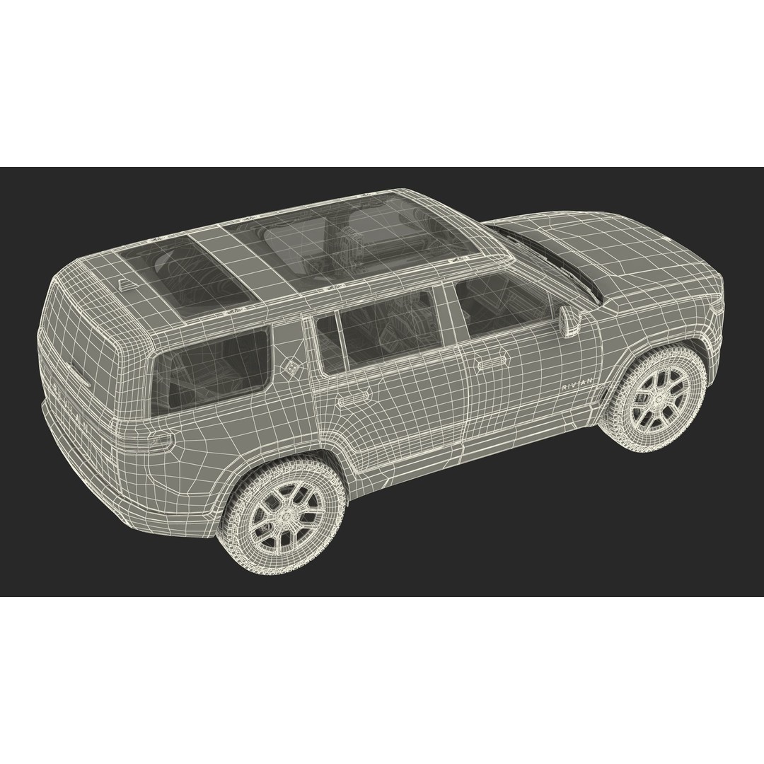 2023 Rivian R1S Quad Motor Red 3D Model – High Poly PBR SUV, FBX, OBJ - View 47